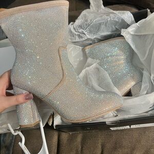 Torrid Silver Glitter Heeled Boots